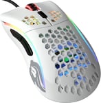 Gaming Model D- (Petite) Souris de jeu filaire - 61 g, nid d`abeille, RGB, capteur Pixart 3360, switches Omron, pieds en PTFE, 6 boutons - Blanc brillant