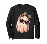 Ghost Eyeglass Girl Halloween Ghost Glasses Costume Women Long Sleeve T-Shirt