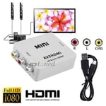 NEW AV CVBS 3RCA to HDMI Video Composite Converter AV2HDMI Adapter 720P/1080P