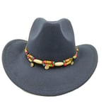 Fedora Solid Color Cowboy Hat Roll Brim Sticky Hat Syksy- ja talvihattu naisille Miesten ulkoilu jazz-hattu Länsi-Cowboy-hattu