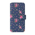 32nd Floral Series 2.0 - Design PU Leather Book Wallet Case Cover for Google Pixel 4A, Designer Flower Pattern Wallet Style Flip Case With Card Slots - Vintage Rose Indigo