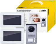 VIMAR K40991 Kit portier-vidéo en saillie contenant 2 portiers-vidéo couleurs LCD 7'' mains libres 1024x600, platine audio-vidéo, alimentations avec fiches EU,UK,US,AUS