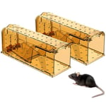 2 Pack Piège à Souris Vivante, Libération sans Contact Attrape Nasse à Souris, Attrape Cage Piege Souris Réutilisables avec Trou d'air sans Mécanisme, pour Petit Rongeur Cuisine Jardin Garage