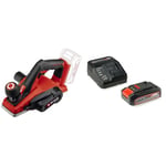 Einhell Rabot sans fil TE-PL 18/82 Li-Solo Power X-Change (profondeur de passe jusqu’à 2 mm, arbre porte fers de grande dimension, patin de repos automatique) avec Chargeur et Batterie 2,5Ah