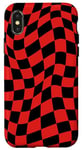 Coque pour iPhone X/XS Carreaux noir et rouge vintage à carreaux