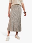 Pure Collection Animal Print Midi Skirt, Grey