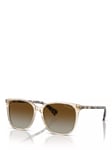 Ralph Lauren RA5293 Women's Polarised Square Sunglasses, Shiny Transparent Brown