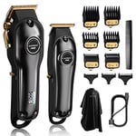 SUPRENT® Professional Hair Clippers for Men, Hair Cutting Kit & Zero Gap T-Blade Trimmer Combo, Cordless Barber Clipper Set with LED Display Mens Gifts(Black)