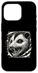 Coque pour iPhone 16 Pro Graphique déchiré au visage possum | Amoureux des animaux féroces