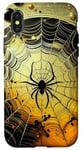 Coque pour iPhone X/XS Halloween Orange Spider Strange & Unusual Spider Web Yellow