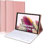 Clavier Pour Samsung Galaxy Tablette A8 10,5"" 2022 - Clavier Espagnol Ñ Bluetooth Sans Fil Amovible - Housse En Cuir Ultra Fine Pour Galaxy Tab A8 (Sm-X200/X205/X207), Rose