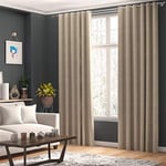 Curtains Faux Linen, Thermal Insulated, 3 Pass 100% Blackout Eyelet Curtains (Rustic Brown, 66 x 90 inch 168 x 228 cm)