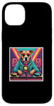 Coque pour iPhone 14 Plus Tourne-disque DJ musique chien mixage vinyles fête graphique