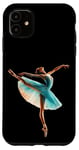 Coque pour iPhone 11 Aquarelle ballerine danseuse turquoise