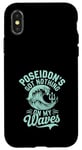 Coque pour iPhone X/XS Poseidon Dieu de la mer Océan Trident et vagues Illustration