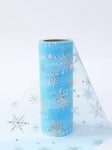 1kpl Christmas Snowflake Tyll Roll,Blue Decal Organza Mesh Cloth DIY Käsintehty kangas,Joulukuusen koristelu,Seppeleet, Portaiden koristelu verkkonauha,Joululahjojen pakkaustarvikkeiden nauha,Joulukoristeet,Kodinsisustus,Noel-juhlatarvikkeet,RNavidadmas D