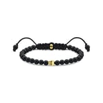 THOMAS SABO A2015-848-11-L22V Bracelet pour homme en argent sterling 925 plaqué or jaune 750 avec perles d'obsidienne noire, longueur : 15-22 cm, 15-22 cm, Pierre précieuse Argent sterling Or jaune,