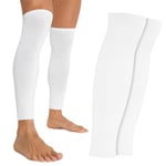 CityComfort Chaussettes Foot Homme Chaussettes de Foot sans Pied Jambiere Foot Manchon Chaussette Football Sock Sleeve Sportswear Homme Taille Unique (Blanc, 1 Lot)