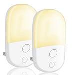 Night Light Plug in Walls & Night Light with Dusk to Dawn Photocell Sensor, Energy Saving Night Light Kids for Children's Room, Stairs, Hallway, Bedrooms, Garage (Warm White, 2 Pack, 3000K)