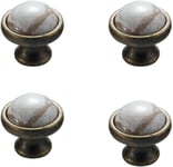 4 x Boutons de Portes Bouton de Meuble en en Céramique et Alliage d'aluminium pour Placards,Tiroir et Armoire,Ronde 22mm