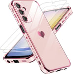 Coque Pour Samsung Galaxy A25 5g Avec 2 Verre Trempé,Etui Silicone Anti-Rayures,Housse De Protection Souple Tpu,Coque Antichoc Mince Pour Samsung Galaxy A 25 5g - Rose(Q1876)