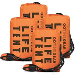 Go Time Gear Survival Life Tent • 2 Person Mylar Emergency Shelter Tube Tent + Paracord • All-Weather Protection for Camping, Hiking, & Survival Kits • Includes Emergency Whistle • 4PK Orange