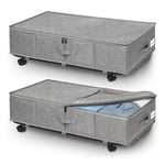 52L Underbed Storage Box Wheels Lid Under Bed Sofa Under Bed Dust Proof Organize