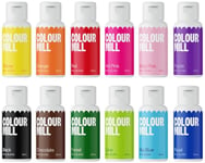 Colour Mill Oil Based Food Colouring Kickstarter Set/12 - Next Generation Oil Based Food Colouring for Baking, Decorating, Icing and Cooking Food Dye DIY Slime and Crafts Making Burgundy - 12 x 20 ml