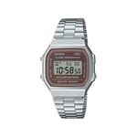 Montre Casio A168WA 5AYES Vintage Iconic Marron Et Argent