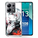 Cokitec Coque Renforcée Shatterproof pour Xiaomi Redmi Note 13 4G Manga Tokyo Ghoul Kaneki Blanc