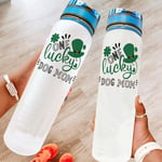 Fybirds 32oz Water Bottle One Lucky Dog Mom BPA-Free Eco-Friendly Tritan Co-Polyester Plastic Water Bottle with Locking Flip-Flop Lid Leakproof to Ensure You Drink Enough Water white 1000ml