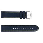 Detomaso Bracelet pour Montre. en Cuir Bleu de 24 mm avec Boucle en Argent. NEUF