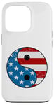 Coque pour iPhone 13 Pro Drapeau américain Yin et Yang rouge, blanc et bleu avec étoiles