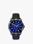 Sekonda 1634.27 Men's Chronograph Leather Strap Watch, Black/Midnight Blue
