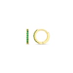 Emerald Mini Micro Pave Hoops - Pale Gold