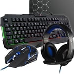 THE G-LAB COMBO ARGON Clavier FR Rétroéclairé Performance + Souris Revêtement Soft-Touch + Casque KORP 100  + Tapis Antidérapant