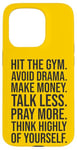 Coque pour iPhone 15 Pro Gym, argent, prière - Hustle, Success, Grind, Motivation