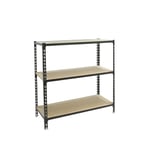 Simon Rack Étagère Rangement et 3 Niveaux en Boix, 200 kg Capacité de Charge et Point de Flexion, 1000x1100x300 mm, Étagère Charge Lourde, Étagère Garage, Anthracite/Bois - Maderclick