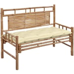 Banc de jardin avec coussin 120 cm Bambou Vidaxl Crème