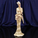 Lady Figurine Ornament In Gold Trimmed Dress Bolero Collection - 34cm Tall