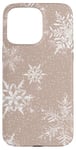 iPhone 15 Pro Max Aesthetic White Snow On Beige Cute Boho Rustic Winter Case