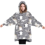 Jättehoodie filt fluffig fleece filt hoodie för kvinnor män barn bärbar huvtröja filt med stor ficka child