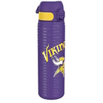 Ion8 Gourde Inox, 600ml, Anti-Fuite, Facile à Ouvrir, Verrouillage Sécurisé, Lavable au Lave-Vaisselle, Poignée de Transport, Durable, Acier Inoxydable, Motif 3D NFL, Vikings