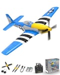 VOLANTEXRC Avion Télécommandé 4 canaux Jouets de Chasse télécommandés, 2.4GHz Planeur RTF, RC Avion avec 2 Batteries, Facile à Piloter pour Les Enfants et Les débutants (P51D Mustang Bleu)