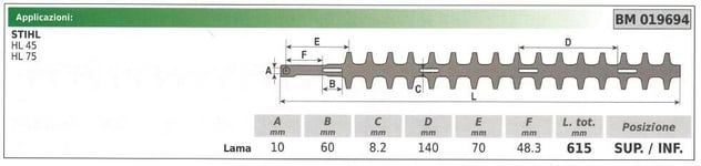 Lame Inférieur / Haut Stihl Taille-Haies Hl 45 75 019694