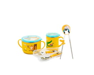 Set 4 Pièces Vaisselle Enfant - Cuitisan - Tasse + Bol + Couverts + Baguettes - Inox Compatible Au Micro Onde