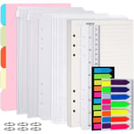 Vicloon 115pcs A5 Feuillets Mobiles Set, 6 Trous Vierge Papier de Recharges en Ligné, A5 Recharge Papier en Ligné pour A5 Bullet Carnet Rechargeable Journal Cahier Agenda