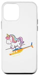 Coque pour iPhone 12 mini Licorne équitation hélicoptère garçons filles femmes enfants adolescents arc-en-ciel