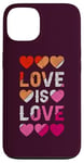 Coque pour iPhone 13 Lesbienne, Cœurs, L'amour est l'amour, Fierté LGBT