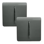 Trendi Lot de 2 interrupteurs tactiles à bascule 1 interrupteur 2 voies artistique moderne brillant 10 A Anthracite